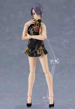 figma Female Body (Mika) with Mini Skirt Chinese Dress Outfit (BLACK)