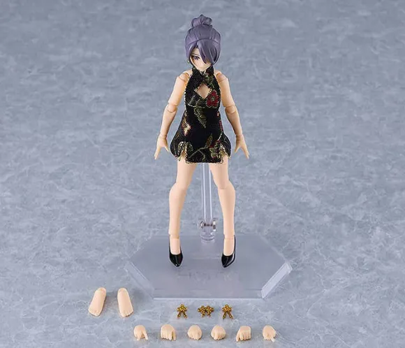 figma Female Body (Mika) with Mini Skirt Chinese Dress Outfit (BLACK)