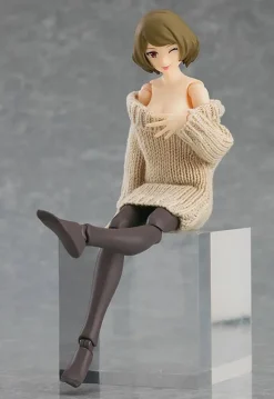 figma Styles Off-the-Shoulder Sweater Dress (Beige)