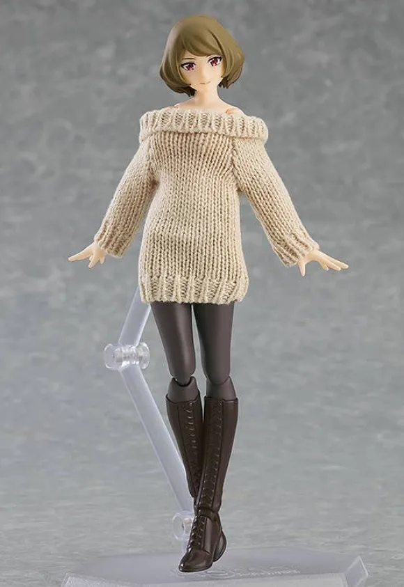 figma Styles Off-the-Shoulder Sweater Dress (Pink Beige)