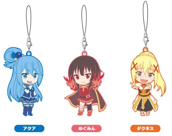 KonoSuba 2: Nendoroid Plus Rubber Charm Strap Set Aqua, Megumin & Darkness Vol.2